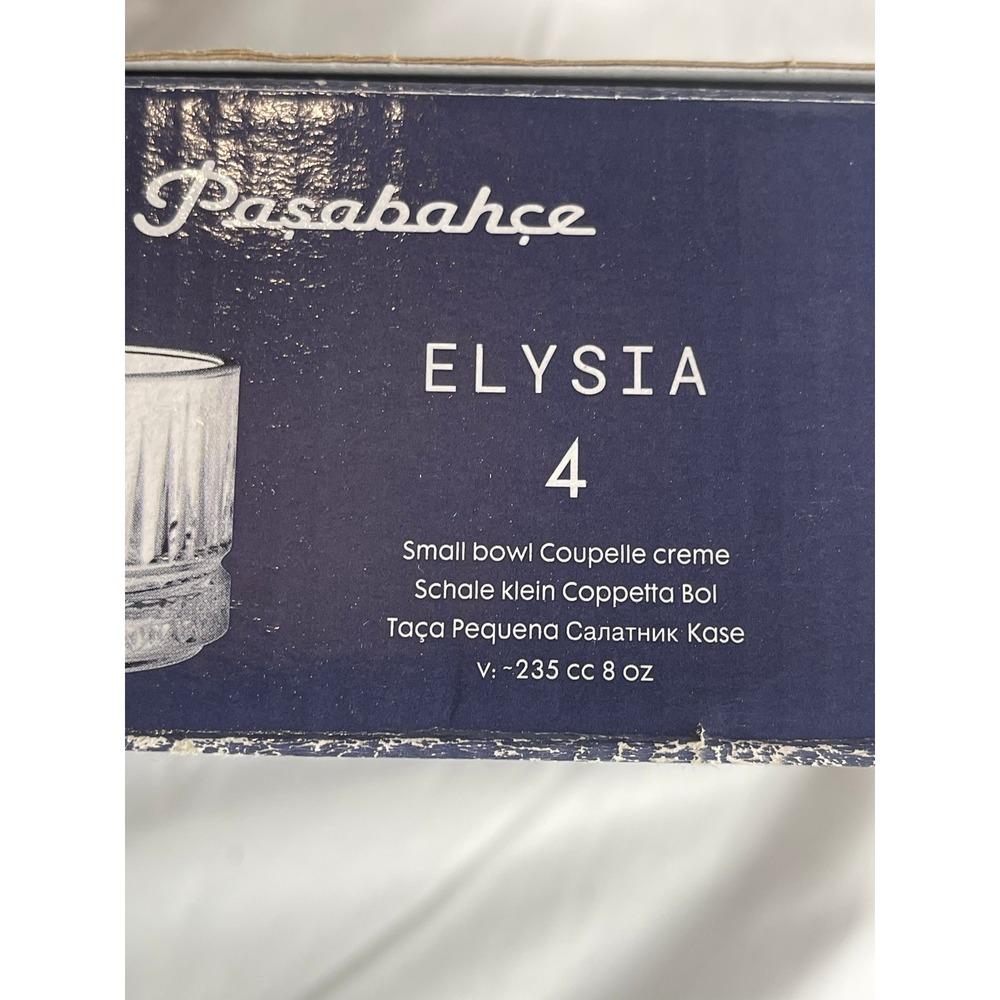 Pasabahce Elysia 8oz Glass Small Bowl Set of 4 Ribbed Clear Dessert Dishes530038